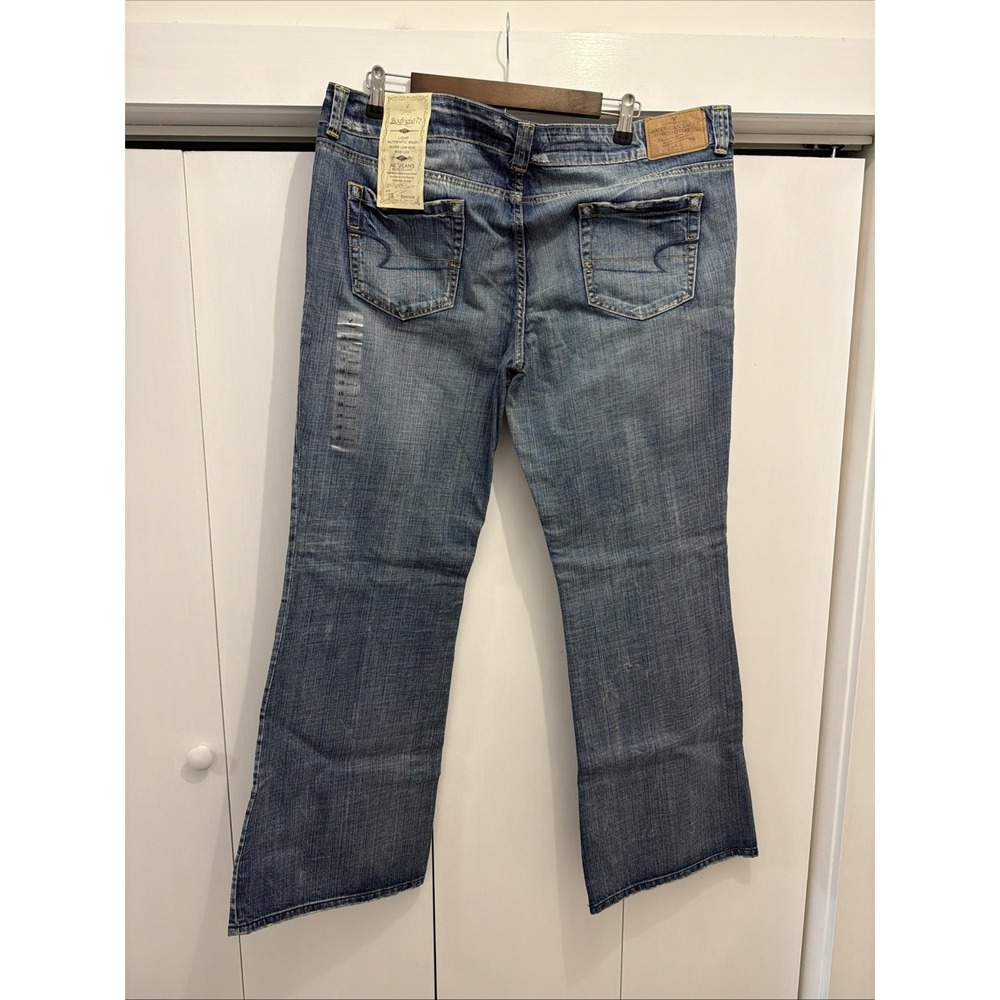 NEW American Eagle Jeans Boyfriend 77 Size 18 Reg, Distressed Low Rise, Wide Leg